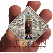 Palau AUGSBURG CATHEDRAL PROPHET JONAH $10 Series SACRED ART Silver coin 2012 Antique finish Stained Glass 1.6 oz